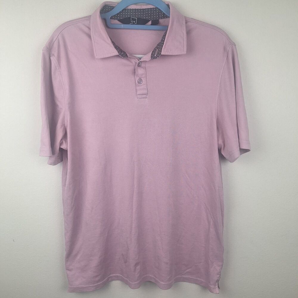 MSX Michael Strahan Mens Polo Shirt Medium Purple Solid Short Sleeve Pullover